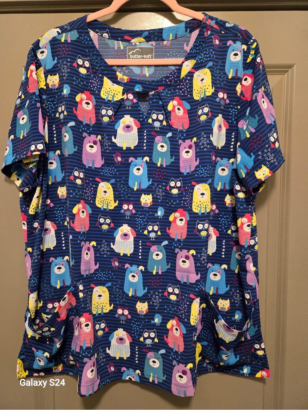 Butter Soft Navy Blue Animal Print Top